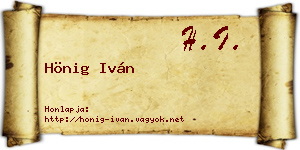 Hönig Iván névjegykártya
